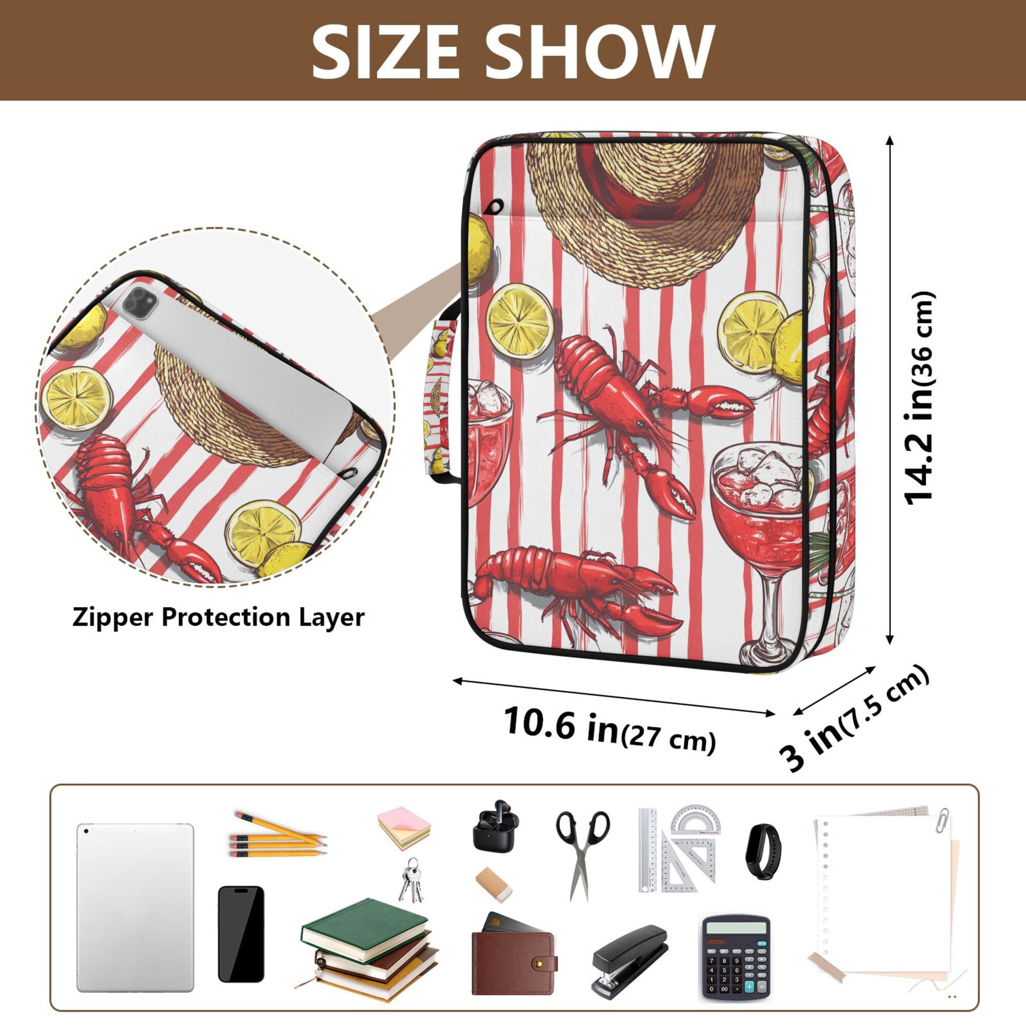 FORMRS Accordion File Folder A4 Size 7-Pocket Expanding Document Organizer Bag with 3 Ring Binder, Red Lobster