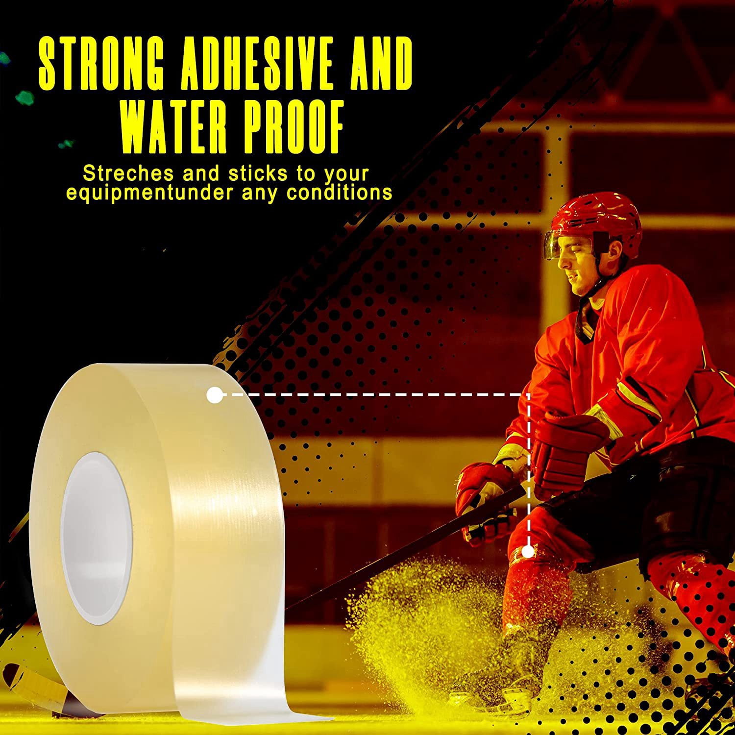 6 Pack Clear Hockey Tape Multipurpose Tape Roll Shin Pad Sock Tape Roll Sports Gear 2.4cmx28M Hockey Sports Gifts