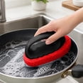 thumbnail image 4 of Handled Bath Scrubber, Bathroom Scouring Pad, Heavy Duty Cleaning Sponge Scrub Brush, Non-Scratch Remove Soap Scum, for Shower Tile Bathtube Sink Spas Hot Tubs, Swimming Pool Step & Corner,Black, 4 of 8