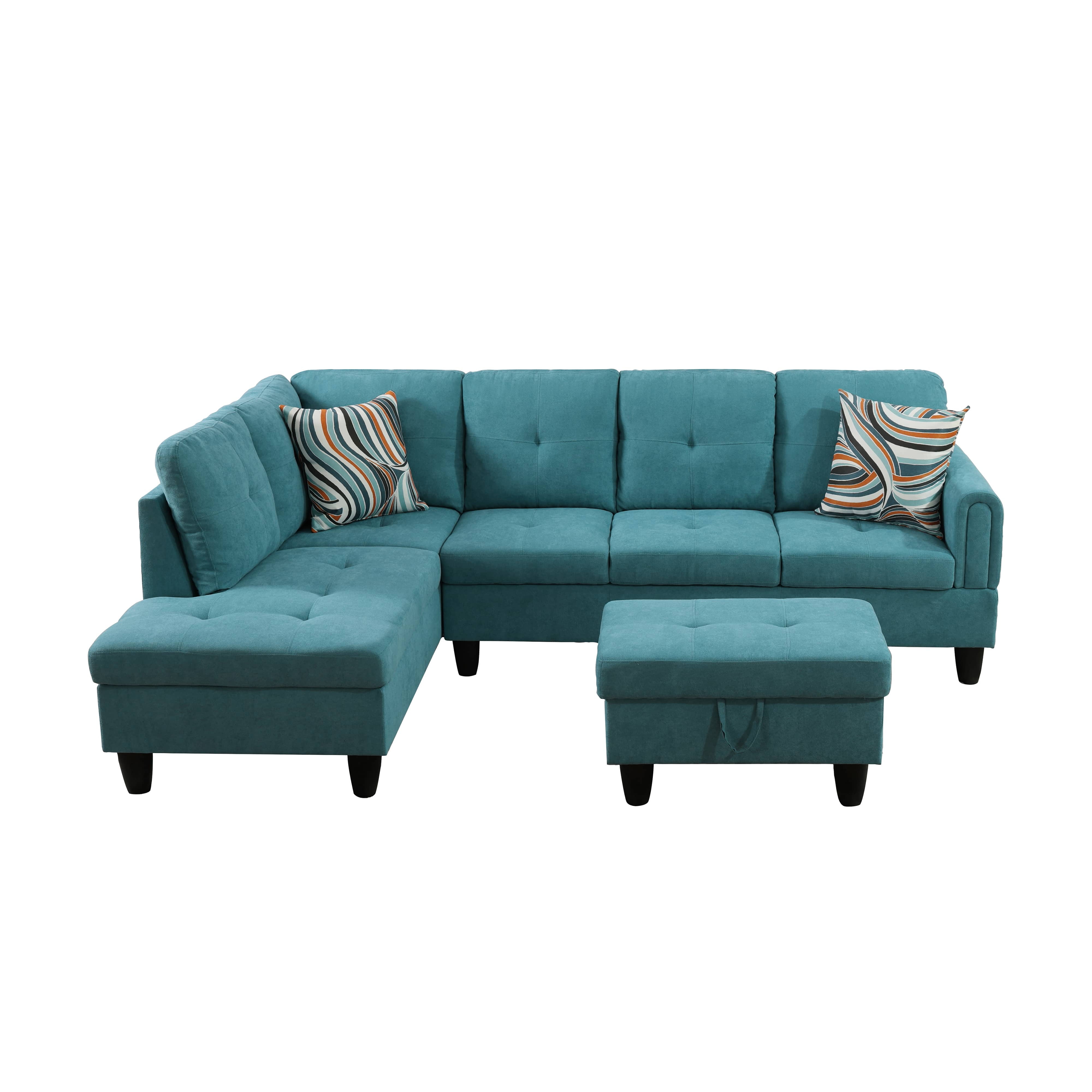 MAYEERTY Teal Blue Modern 3-Piece Couch Vibrant Unique Chic Living Room Furniture
