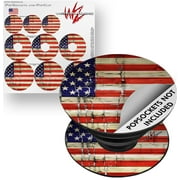 Decal Style Vinyl Skin Wrap 3 Pack for PopSockets Painted Faded and Cracked USA American Flag (POPSOCKET NOT INCLUDED) by WraptorSkinz
