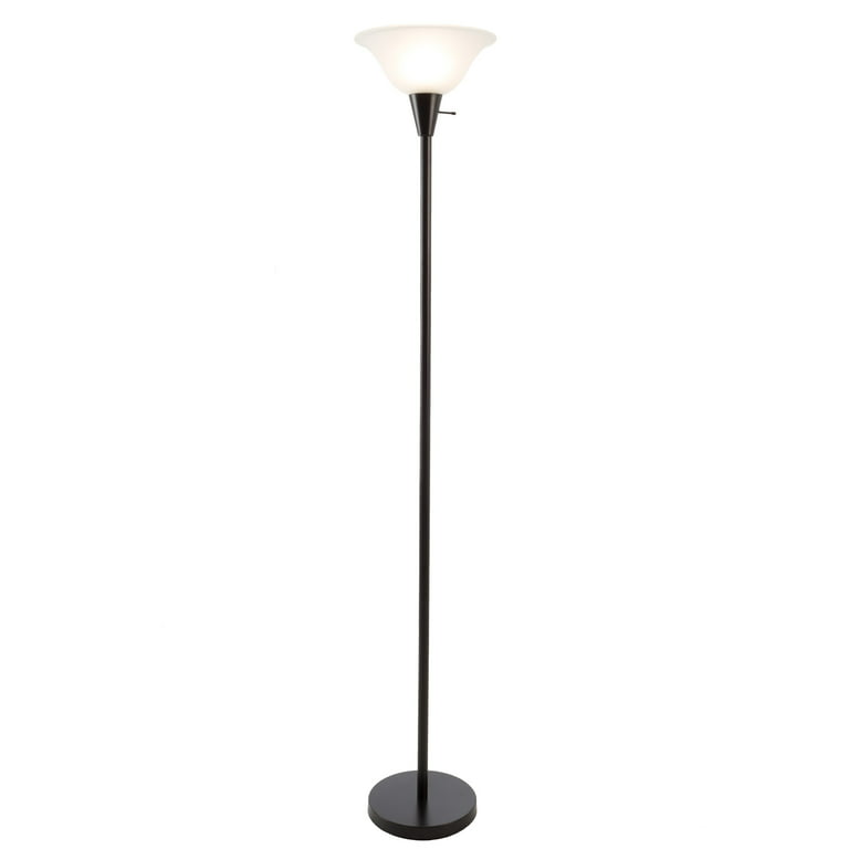 Led Torchiere Metal Floor Lamp, 72 75 In Bronze Floor Lamp With White Alabaster Shades