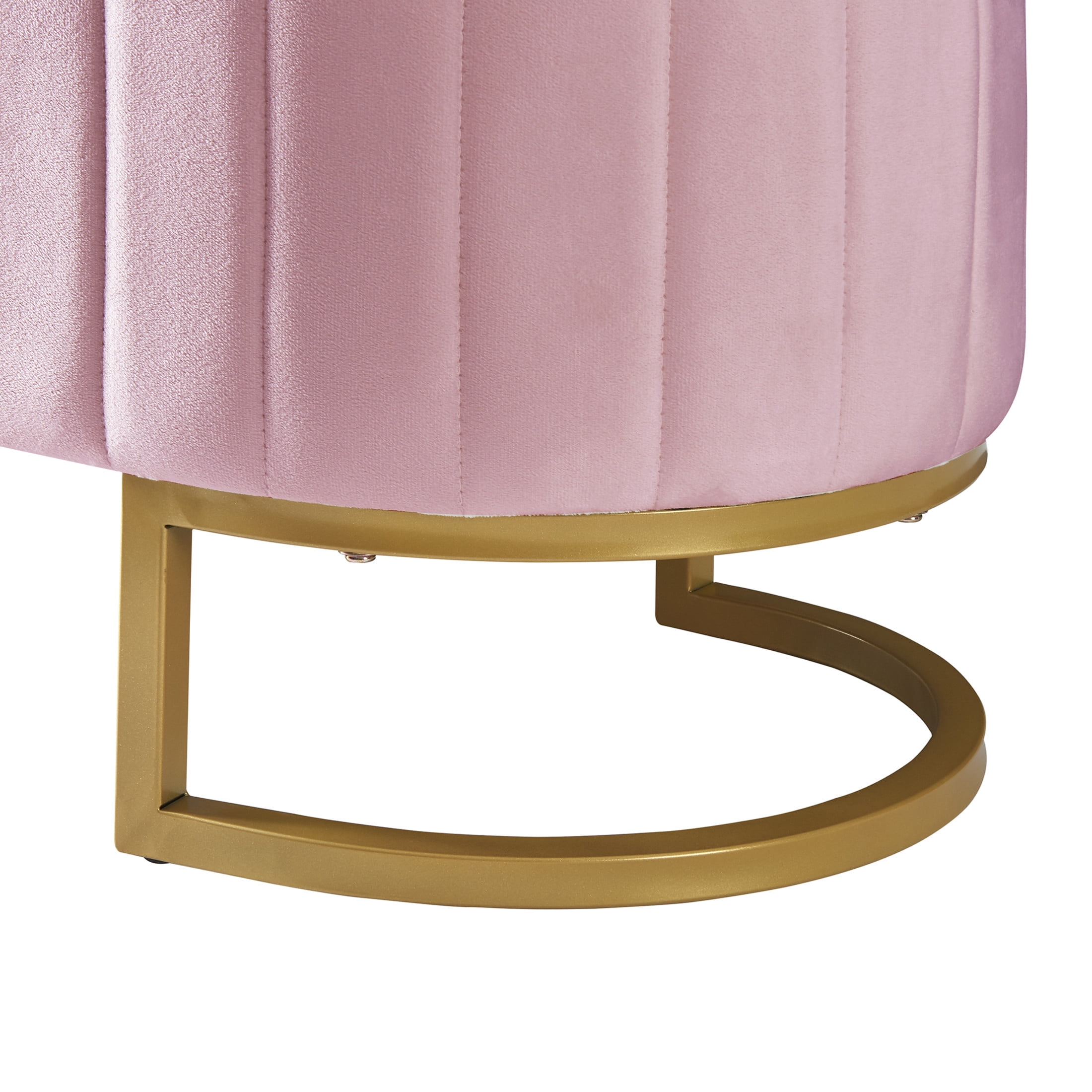 Noble House Elegant Upholstered Velvet Storage Ottoman with Button-Tufted Design, Storage Bench with Metal Legs,Pink