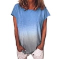 thumbnail image 5 of HZLXW Plus Size Fashion Lady O-neck Short Sleeve Gradient Color Casual Blouse T-shirt, 5 of 6