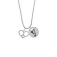 thumbnail image 2 of Delight Jewelry Silvertone Heart Peace Sign Silvertone Script Initial Disc - G - Charm Necklace, 20"+3", 2 of 4
