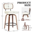 thumbnail image 3 of CRERIYO 360° Swivel Counter Height Bar Stool Set of 1, PU Leather Upholstered Bar Chair with Bentwood Legs and Backrest for Kitchen Island, White, 3 of 8