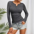 thumbnail image 2 of Womens Undershirts Ribbed Long Sleeve T Shirt Fall Slim Fit Basic Top Soft Stretch Knit Casual Tunic Blouse, 2 of 5