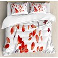 thumbnail image 1 of Floral Duvet Cover Set King Size, Autumn Flowers and Leaves Petals Illustration in Watercolors Painting Artwork, Decorative 3 Piece Bedding Set with 2 Pillow Shams, Red Purplegrey, by Ambesonne, 1 of 3