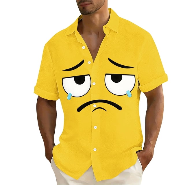 MDUKONU Chemise Décontractée à Manches Courtes Durable pour Hommes Jaune G