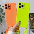 thumbnail image 3 of Funda de teléfono de silicona suave con cordón y correa de collar cruzado, carcasa trasera para iPhone 13, 12, 11, 14 Pro Max, X, XR, XS Max, 7, 8 Plus, SE3, 3 of 4
