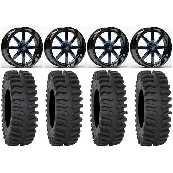Fuel Maverick Blue 22" Wheels 37" XT400 Tires Can-Am Maverick X3 / Honda Pioneer 1000 / Talon