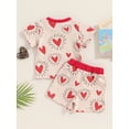 thumbnail image 5 of FEORJGP Toddler Baby Valentine's Day Shorts Set Infant Boy Girl 0-3Y Short Sleeve T-shirt Heart Print Shirt Crew Neck Tops with Shorts Little Boys Girls Loose Casual Cute 2-piece Outfit for Summer, 5 of 9