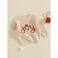 thumbnail image 5 of Toddler Kids Little Boy Girl Christmas Sweater 3 6 9 12 18 24 Months 2T 3T 4T 5T Letter Embroidery Long Sleeve Crew Neck Pullover Knit Tops for Winter Fall, 5 of 9