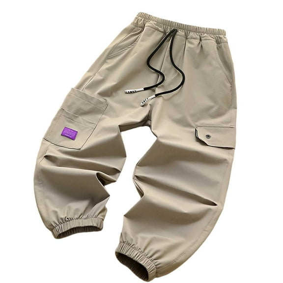 Gyexs Girls Jogger Pants High Waist Wide Leg Activewear Back To School Clothes Girls Bell Bottom Pants Sportswear (Khaki, 140)