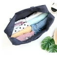 thumbnail image 3 of Solid Color Waterproof Foldable Travel Bag Portable Luggage Bag (Navy Blue), 3 of 7