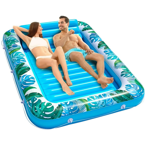 JAMBO Extra Large 80" x 56" Tanning Pool Lounger Float, Sun Tanning Pool Float, Inflatable Water Lounge Raft, Pool Lounger for Adults, Tanning Raft Float, Big Pool Tub, Water Tanning Bed, Kiddie Pool
