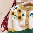 thumbnail image 4 of Godderr Toddler Baby Girl Knitted Sweater for Kids Cardigan Outfit for 2-7T Embroidery Long Sleeve Button Sweater Top Casual Cardigan Sweater Jacket, 4 of 5
