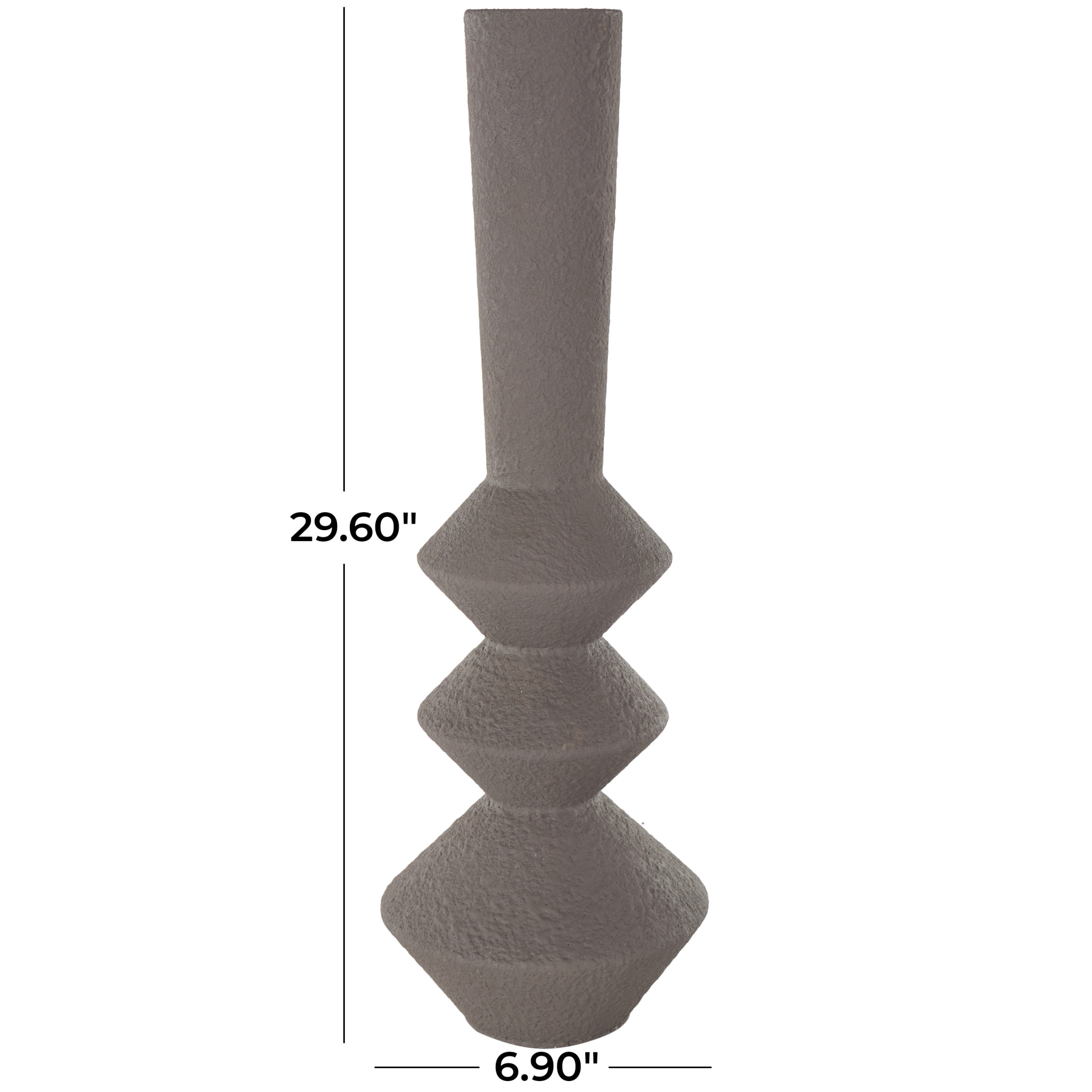 DecMode 30" Art Deco Fluted Dark Gray Metal Vase