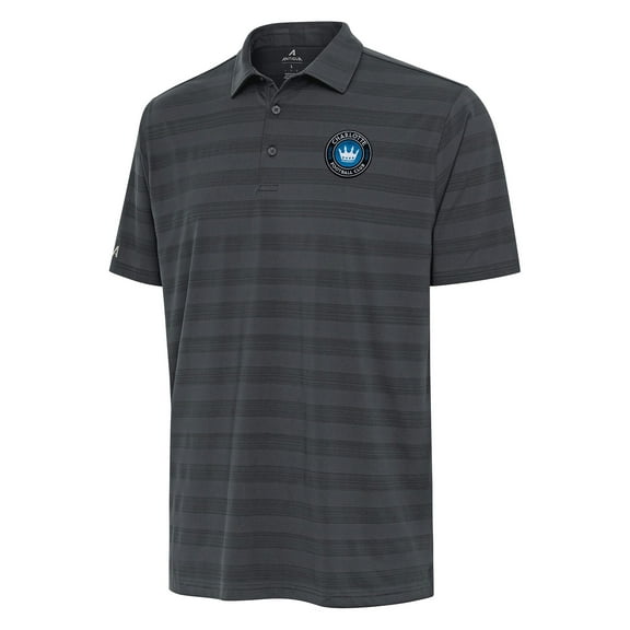 Men's Antigua Charcoal Charlotte FC Tunnel Polo