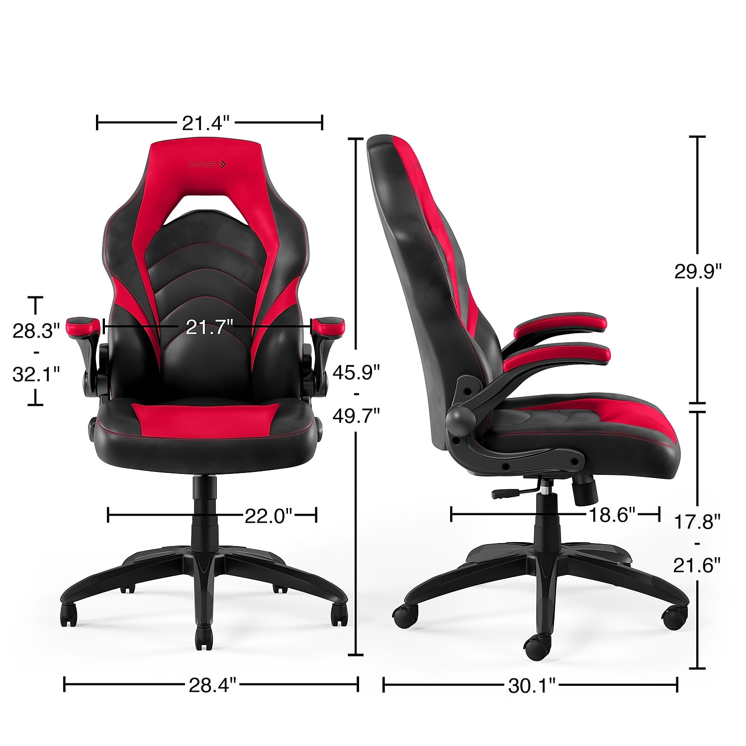 Staples Emerge Vortex Bonded Leather Gaming Chair, Black and Red