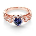 thumbnail image 3 of Gem Stone King 1.01 Ct Heart Shape Blue Iolite 18K Rose Gold Plated Silver Ring, 3 of 5