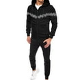 thumbnail image 2 of Men‘s Striped Stitching Zipper Sweatshirt Hooded Jacket Sweater Set, 2 of 6