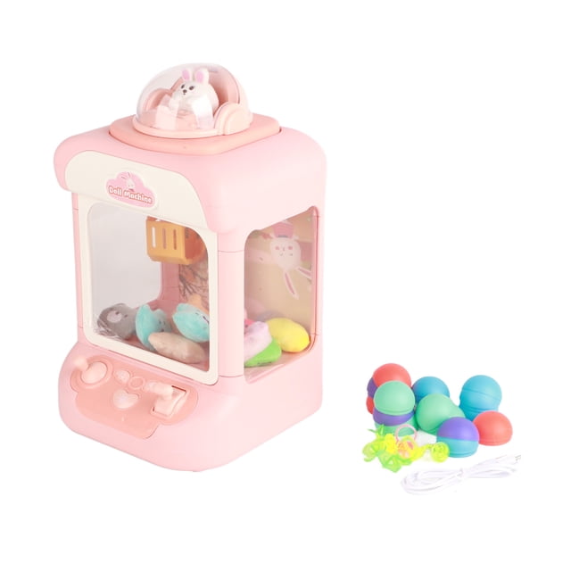 Minimáquina de garra para niños, máquina electrónica de doble palanca para agarrar muñecos con juguetes de peluche y pelotas, conejo rosa