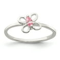 thumbnail image 1 of 925 Sterling Silver Pink Cubic Zirconia Butterfly Kid's Ring, 1 of 3