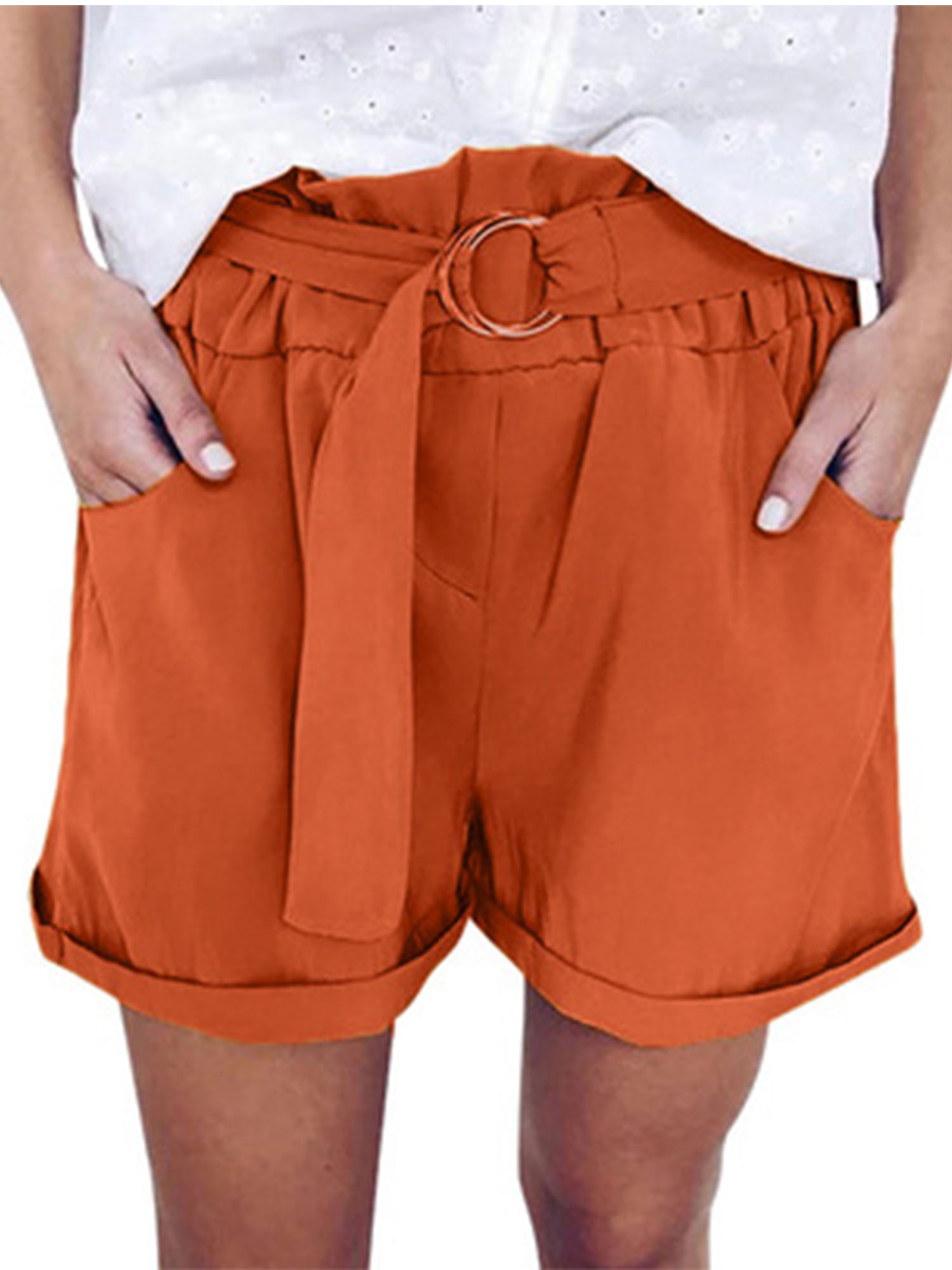 Womens Ladies Elastic Waist Wide Leg Summer Beach Casual Loose Shorts Hot Pants