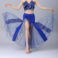 thumbnail image 6 of QATAINLAV Belly Dance Skirt for Women Mesh Side Split Long Skirts Sequin Mermaid Bodycon Wrap Hip Skirt Dark Blue, 6 of 8