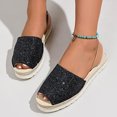 thumbnail image 2 of Rokment Bling Sequin Platform Sandals for Women with Back Strap Bridal Sparkly Leather Peep Toe Espadrilles Chunky Heels Slingback Dressy Summer Shoes Black Size 5.5, 2 of 5
