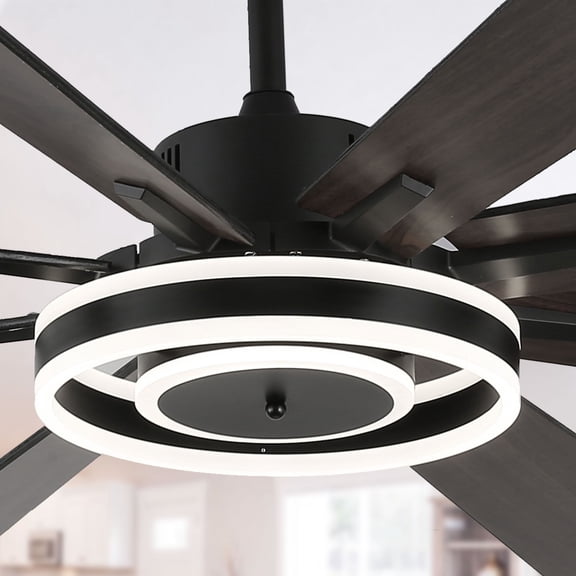 Chords Attic 72" Reversible 8-Blade Ceiling Fan with LED Lights, Remote 3-Color, 6-Speed and Timer