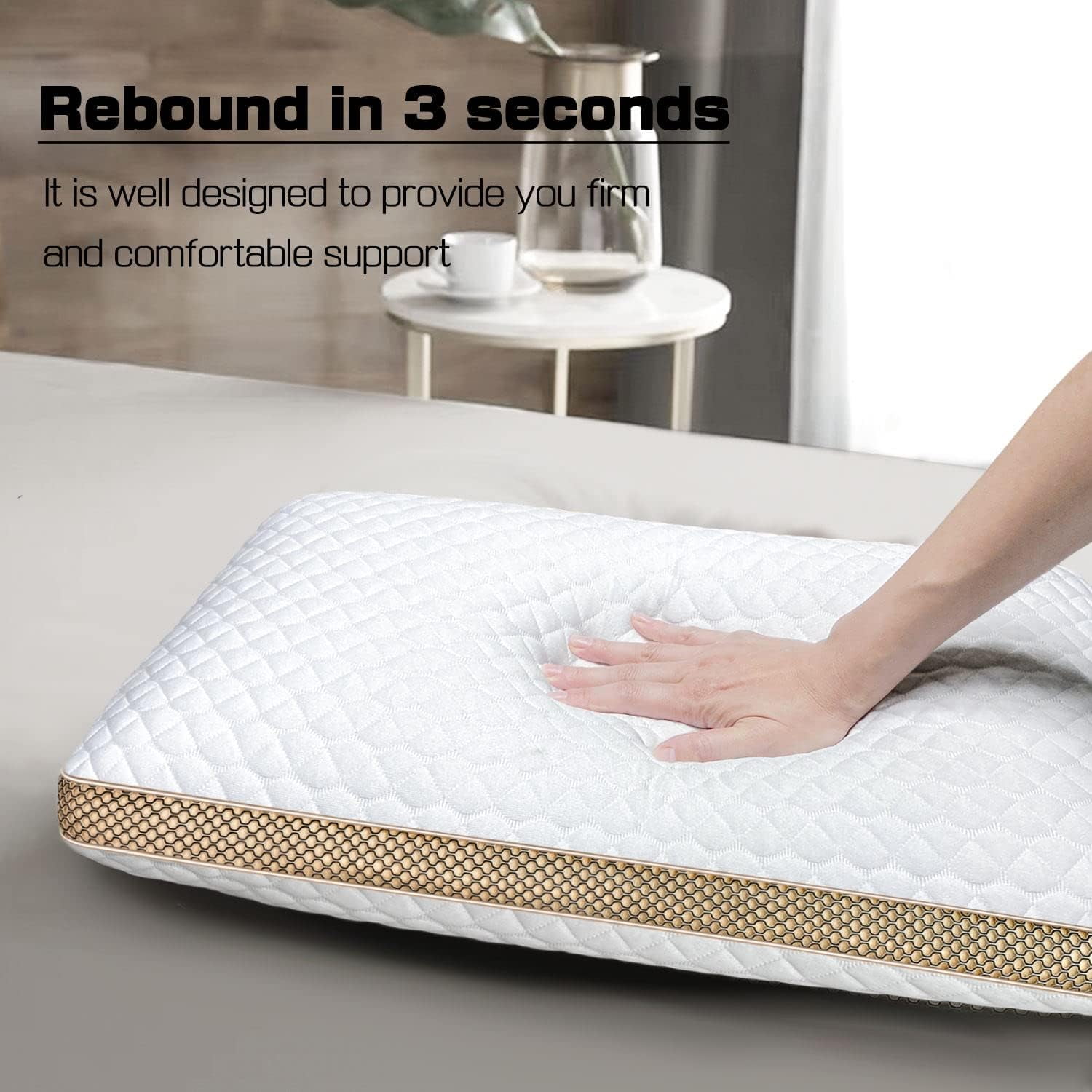 Memory Foam Pillows Set of 2 Standard/Queen Size Medium Firm Pillows 2 Pack for Sleeping,Orthopedic Bed Pillows for All Sleepers,Ventilated Cooling Gel Foam with Washable Cover