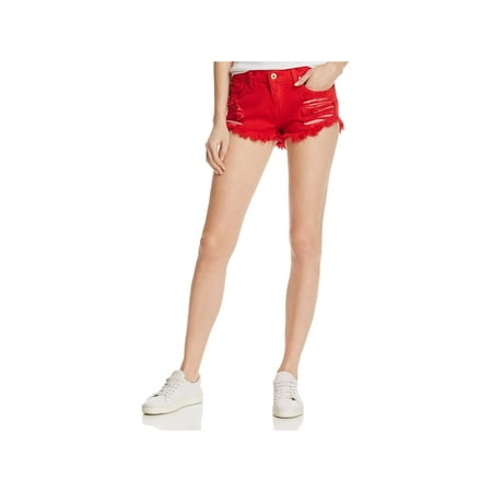 - Pistola Womens Gigi Fringe Distressed Denim Shorts