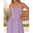 thumbnail image 4 of Vestido de verano ZESICA, sin mangas, halter, midi, morado claro, para mujer, 4 of 7