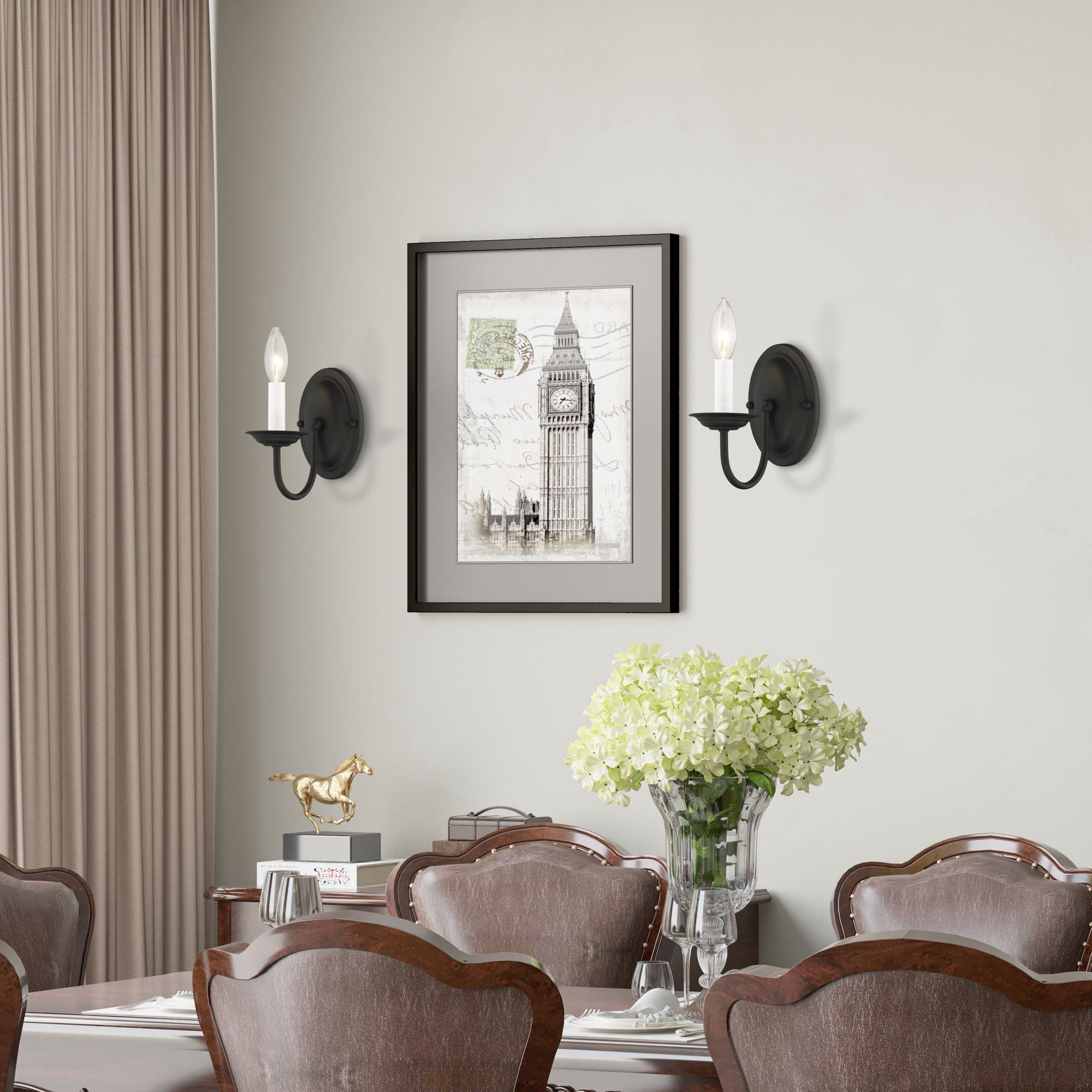 4151-04 Livex Lighting Home Basics - 1 Light Wall Sconce in Farmhouse Style - 4.25 Inches wide by 7 Inches high-Black Finish