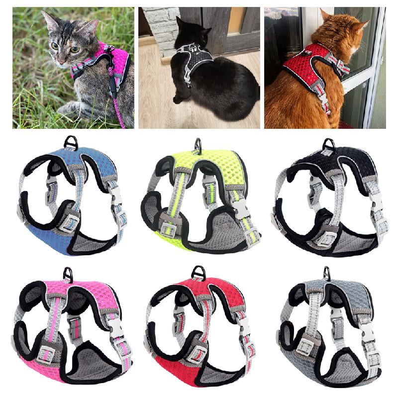 Easy Control Cats Vest Harness for Walking for Reflective Strips Mesh for for Pet High-Density Nylon W