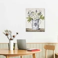 thumbnail image 2 of JEUXUS Arte de pared rústico con diseño floral, decoración de pared para baño, estilo campestre, póster de estilo rústico, impresiones en lienzo con flores blancas, arte de pared con flores en tarro,, 2 of 4