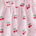 thumbnail image 6 of CAICJ98 Newborn Girl Strawberry Romper Infant Baby Summer Outfit Cherry Watermelon Print Ruffle Sleeve Seersucker Stripe Jumpsuit (Light Pink,12-18 Months), 6 of 6