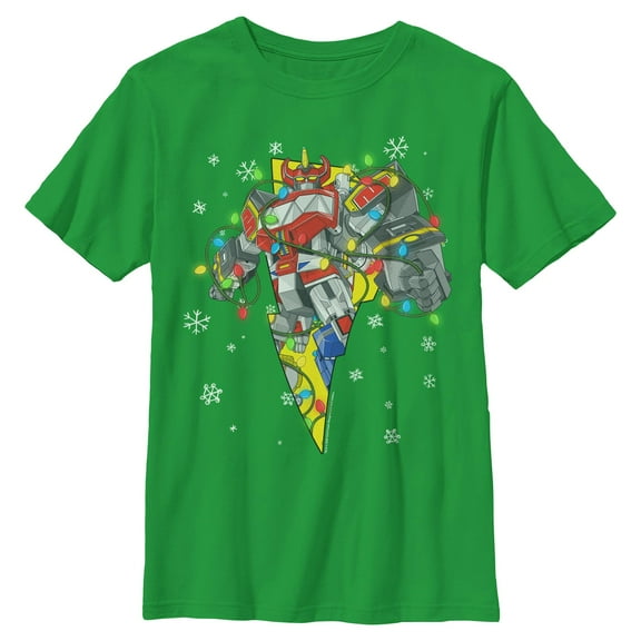 Boys Power Rangers Megazord Christmas Lights T Shirt