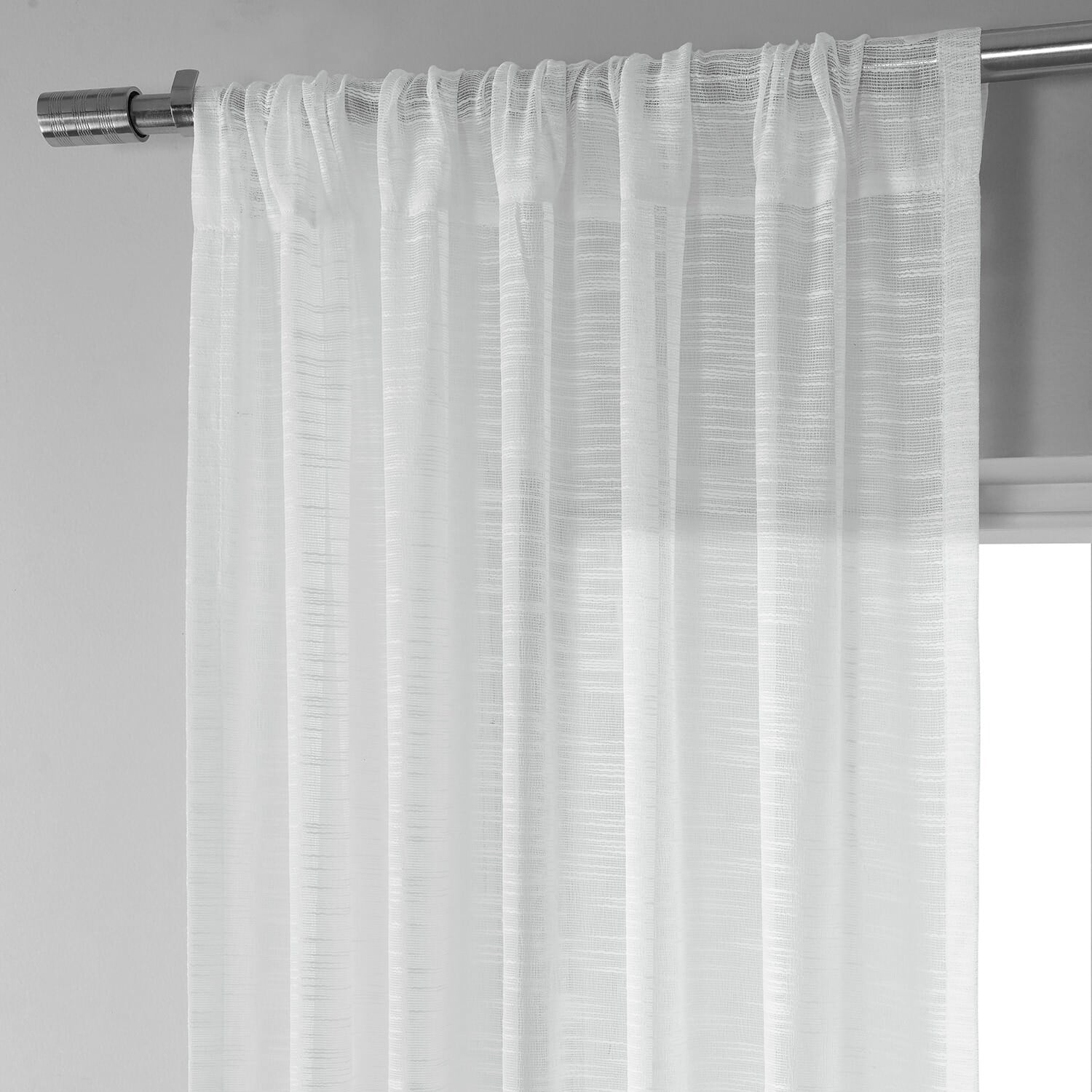 Open Weave White Linen Sheer Curtain (1 Panel), Open Weave White, 50W X 108L