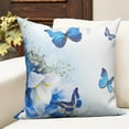 thumbnail image 5 of Blue Floral Butterfly Throw Pillow Covers 18x18 Set of 2,Spring Wildflower Decorative Pillow Cases for Bedroom Sofa Couch, 5 of 6