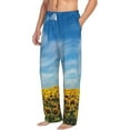 thumbnail image 3 of Kdxio Blooming Sunflower Field Print Men's Sleep Pajama Pant Lounge Pants with Pockets, 3 of 8