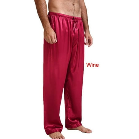 

Cathery Mens Silk Satin Pajamas Pyjamas Pants for Men Sleep Bottoms Nightwear Sleepwear Trousers