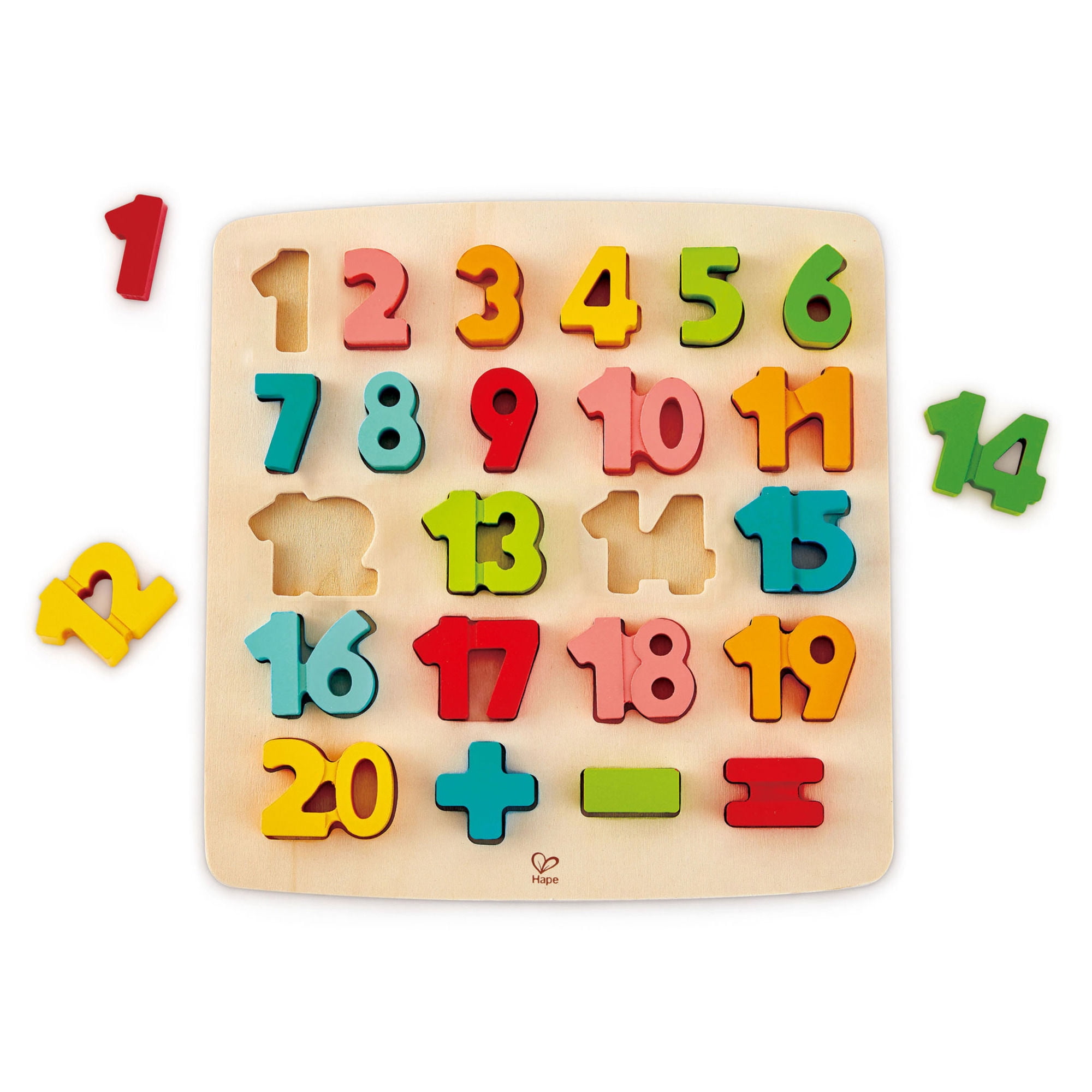 Hape Chunky Number & Counting Wooden Block Puzzle, 20 Pieces