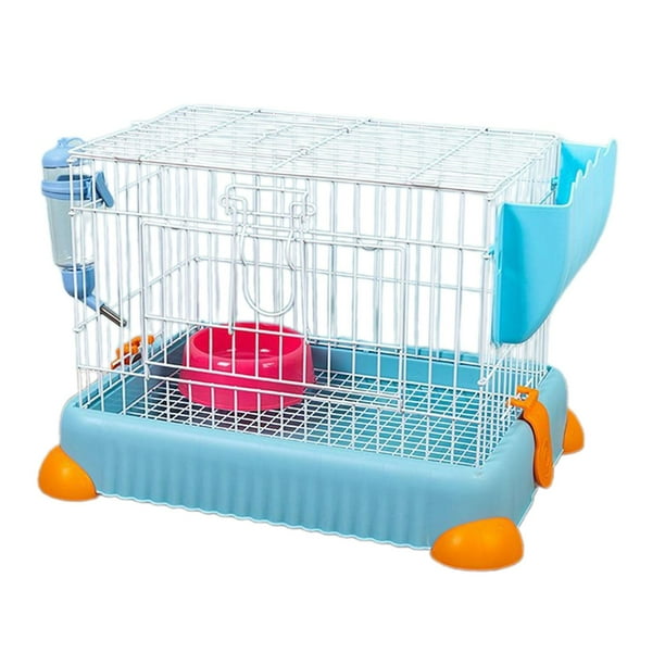 Jaula para conejos de interior, fácil de limpiar, transpirable, para conejillos de indias, casa para animales pequeños, para hurones, conejos y erizos azul