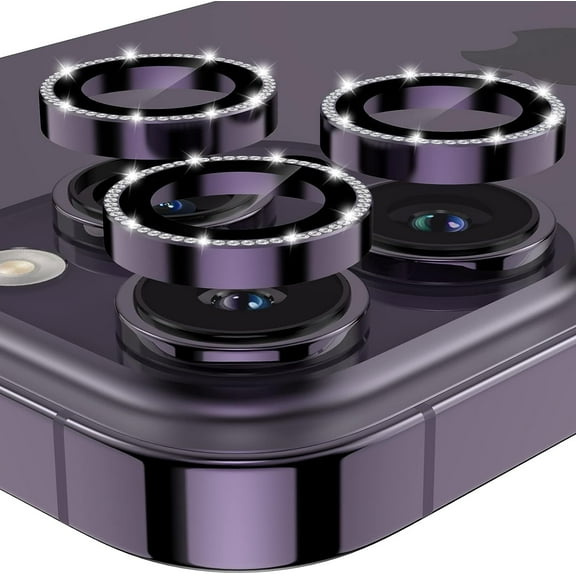 Designed for iPhone 14 Pro Max Camera Lens Protector, for iPhone 14 Pro Camera Lens Protector, Bling Individual Metal Anti Scratch HD Clear Case Friendly Tempered Glass Camera Cover, 1 Set