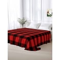 thumbnail image 5 of Black Red Plaid King Size Flat Sheet, Wrinkleproof & Fadeproof Cooling Flat Bed Sheet Only, Vintage Rustic Buffalo Checked Gingham Breathable Soft Bedding Top Sheets 105 x 98 Inches, 5 of 8