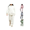thumbnail image 5 of KOMOO 2Pcs Women Fleece Hoodies Set Oversized Hooded Drawstring Jogger Sweatpants Fall Winter Velvet Tracksuit, 5 of 5