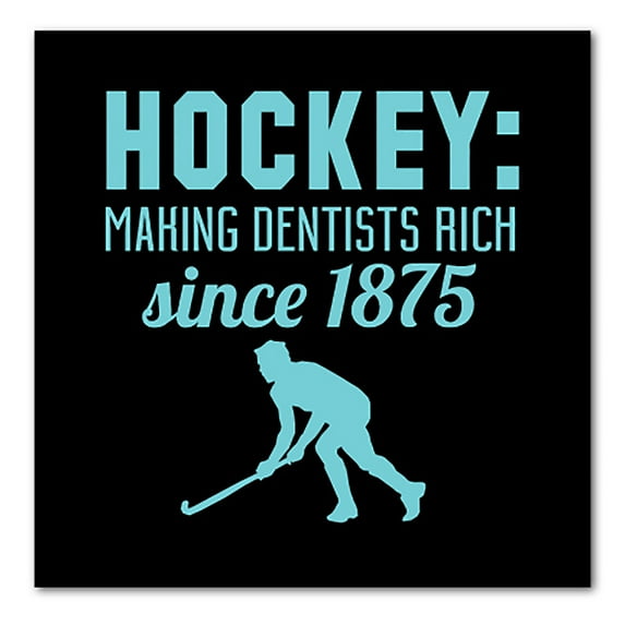 DistinctInk Custom Bumper Sticker - 3" x 3" Decorative Decal - Black Background - Hockey Making Dentists Rich Since 1875
